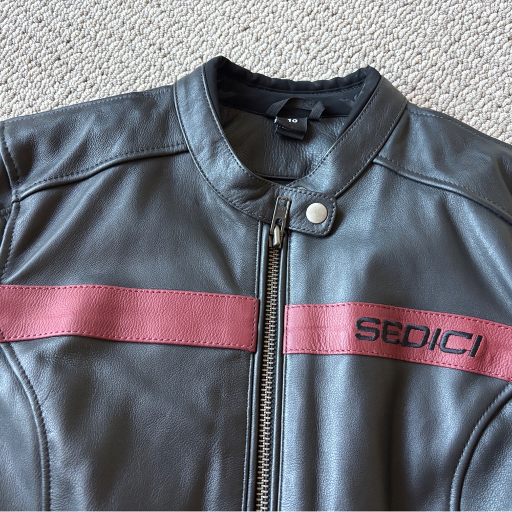 Sedici Black and Red Leather Jacket for Women